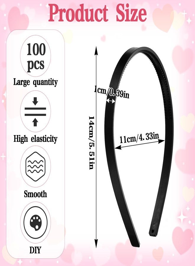 JOUTYFOR 100 Pcs Black Hair Band for DIY, Plastic Headbands with Teeth, Plain Headbands for Women Girls, DIY Hair Accessories, 10 mm(0.4 inch) - Image 2